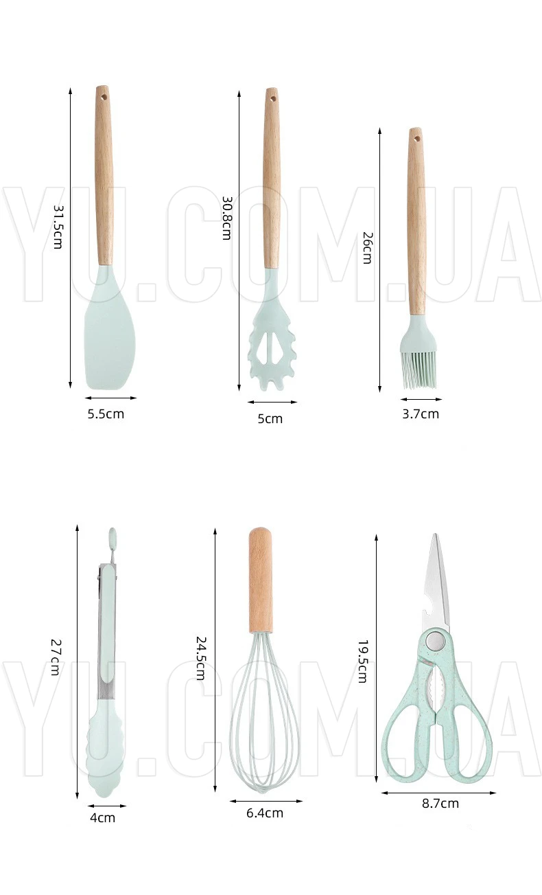 Набор кухонных принадлежностей 19 предметов Kitchen Set Бирюзовый
